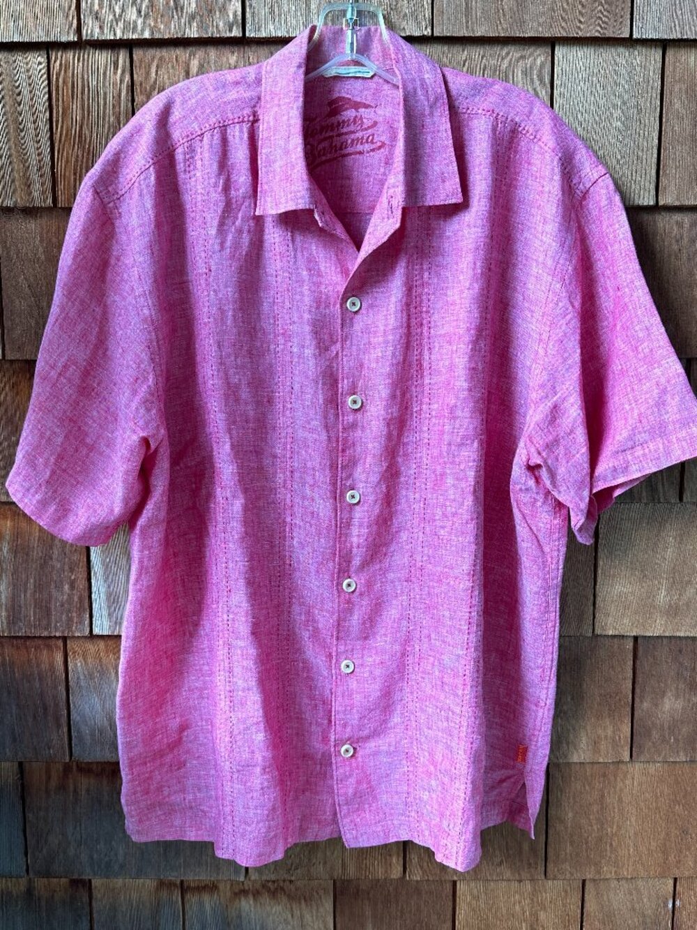 EUC Tommy Bahama Red Linen Short Sleeve Button Front Camp Shirt in Men's X-Large